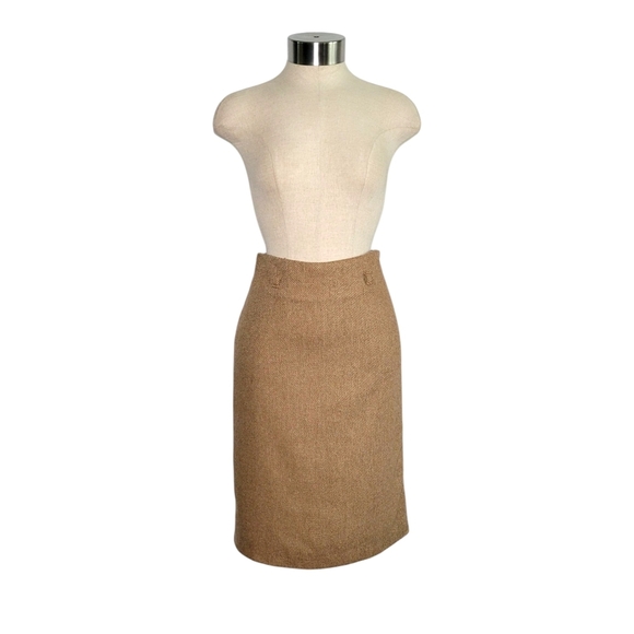 Stile Benetton Women's Wool Midi Pencil Skirt IT Size 38/US Size 2 Brown & Tan - Picture 4 of 11
